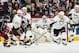 COLUMBUS, OH - APRIL 23: Goaltender Marc-Andre Fleury #29 of the Pittsburgh Penguins defends the net against the Columbus Blue Jackets in Game Four of the First Round of the 2014 Stanley Cup Playoffs on April 23, 2014 at Nationwide Arena in Columbus, Ohio. (Photo by Jamie Sabau/NHLI via Getty Images)