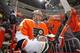 PHILADELPHIA, PA - APRIL 25: Steve Mason #35 of the Philadelphia Flyers enters the ice surface for warmups prior to his game against the New York Rangers, his first playoff game as a Flyer, in Game Four of the First Round of the 2014 Stanley Cup Playoffs at the Wells Fargo Center on April 25, 2014 in Philadelphia, Pennsylvania. (Photo by Len Redkoles/NHLI via Getty Images)