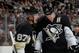 PITTSBURGH, PA - APRIL 26: Sidney Crosby #87 talks with Evgeni Malkin #71 of the Pittsburgh Penguins during the third period against the Columbus Blue Jackets in Game Five of the First Round of the 2014 Stanley Cup Playoffs at Consol Energy Center on April 26, 2014 in Pittsburgh, Pennsylvania. (Photo by Gregory Shamus/NHLI via Getty Images)