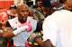 LAS VEGAS, NV - APRIL 22: Boxer Floyd Mayweather Jr. (L) works out with his trainer and uncle Roger Mayweather at the Mayweather Boxing Club on April 22, 2014 in Las Vegas, Nevada. Mayweather will face Marcos Maidana in a 12-round world championship unification bout in Las Vegas on May 3. (Photo by Ethan Miller/Getty Images)