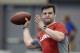 AJ McCarron throws a pass in front of NFL scouts during Pro Day at the University of Alabama on Wednesday, Mar. 12, 2014, in Tuscaloosa, Ala. (AP Photo/Butch Dill)