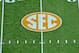 Nov 10, 2012; Knoxville, TN, USA; A general view of the SEC logo on the field prior to the game between the Tennessee Volunteers and Missouri Tigers at Neyland Stadium. Missouri defeated Tennessee 51-48 in quadruple overtime. Mandatory Credit: Jim Brown-USA TODAY Sports