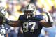 Pittsburgh defensive lineman Aaron Donald (97) plays in an NCAA football game between Pittsburgh and Virginia on Saturday, Sept. 28, 2013 in Pittsburgh. (AP Photo/Keith Srakocic)