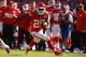 KANSAS CITY, MO - OCTOBER 13: Jamaal Charles #25 of the Kansas City Chiefs drives down the field against the Oakland Raiders defense in the third quarter October 13, 2013 at Arrowhead Stadium in Kansas City, Missouri. (Photo by Kyle Rivas/Getty Images)