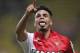Monaco's Emmanuel Riviere of France reacts after scoring the first goal during the French League One soccer match against Bastia in Monaco stadium,Wednesday, Sept, 25, 2013. (AP Photo/Lionel Cironneau)