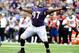 Sep 22, 2013; Baltimore, MD, USA; Baltimore Ravens defensive tackle Arthur Jones (97) celebrates after recording a sack in the fourth quarter against the Houston Texans at M&T Bank Stadium. Mandatory Credit: Evan Habeeb-USA TODAY Sports