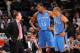 SAN ANTONIO, TX - DECEMBER 21: Scott Brooks, Kevin Durant #35 and Russell Westbrook #0 of the Oklahoma City Thunder talk during the game against the San Antonio Spurs on December 21, 2013 at AT&T Arena in San Antonio Texas, Texas. NOTE TO USER: User expressly acknowledges and agrees that, by downloading and or using this photograph, User is consenting to the terms and conditions of the Getty Images License Agreement. Mandatory Copyright Notice: Copyright 2013 NBAE (Photo by Bill Baptist/NBAE via Getty Images)