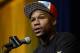 LAS VEGAS, NV - MARCH 8: Floyd Mayweather Jr. announces his upcoming Marcos 'El Chino' Maidana during a news conference at at the MGM Grand Hotel/Casino March 8, 2014, in Las Vegas, Nevada. (Photo by Kevork Djansezian/Getty Images)
