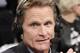 TNT commentator and former Chicago Bulls and San Antonio Spurs guard Steve Kerr broadcasts courtside for Game 4 of an NBA basketball first-round playoff series between the Toronto Raptors and the Brooklyn Nets, Sunday, April 27, 2014, in New York. Kerr said Sunday he spoke with New York Knicks President Phil Jackson twice over the weekend and that they will continue discussing his potential of becoming coach of the team. (AP Photo/Kathy Willens)