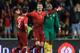 Portugal's Cristiano Ronaldo celebrates after scoring his second goal during their friendly soccer match with Cameroon Wednesday, March 5 2014, in Leiria, Portugal. The game is part of both teams' preparation for the World Cup in Brazil. (AP Photo/Armando Franca)