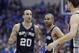 San Antonio Spurs guard Manu Ginobili (20) looks to the bench with teammates guard Tony Parker (9) during the second half of Game 3 of an NBA basketball first-round playoff series Dallas Mavericks in Dallas, Saturday, April 26, 2014. (AP Photo/LM Otero)