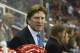 Detroit Red Wings head coach Mike Babcock shouts at his bench in the first period of a preseason NHL hockey game with the Philadelphia Flyers, Friday, Sept. 23, 2011, in Detroit. (AP Photo/Tony Ding)