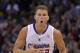 Los Angeles Clippers forward Blake Griffin reacts after scoring during the second half in Game 5 of an opening-round NBA basketball playoff series against the Golden State Warriors, Tuesday, April 29, 2014, in Los Angeles. The Clippers won 113-103. (AP Photo)