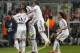 Real's Cristiano Ronaldo, second left, celebrates scoring his side's 4th goal during the Champions League semifinal second leg soccer match between Bayern Munich and Real Madrid at the Allianz Arena in Munich, southern Germany, Tuesday, April 29, 2014. (AP Photo/Matthias Schrader)