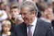 England soccer manager Roy Hodgson arrives at the stadium to watch the English Premier League soccer match between Fulham and Everton at Craven Cottage, London, Sunday, March 30, 2014. (AP Photo/Sang Tan)