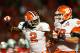 MIAMI GARDENS, FL - JANUARY 03: Sammy Watkins #2 and Ryan Norton #58 of the Clemson Tigers celebrate after a Watkins touchdown in the first quarter against the Ohio State Buckeyes during the Discover Orange Bowl at Sun Life Stadium on January 3, 2014 in Miami Gardens, Florida. (Photo by Streeter Lecka/Getty Images)