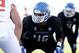 Nov 29, 2013; Buffalo, NY, USA; Buffalo Bulls linebacker Khalil Mack (46) waits for the snap against the Bowling Green Falcons at Ralph Wilson Stadium. Mandatory Credit: Timothy T. Ludwig-USA TODAY Sports