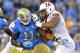 UCLA linebacker Anthony Barr, left, tries to get by Arizona State offensive linesman Jamil Douglas during the first half of an NCAA college football game, Saturday, Nov. 23, 2013, in Pasadena. (AP Photo/Mark J. Terrill)