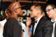 LAS VEGAS, NV - APRIL 30: WBC welterweight champion Floyd Mayweather Jr. (L) and WBA champion Marcos Maidana face off during a news conference at the MGM Grand Hotel/Casino on April 30, 2014 in Las Vegas, Nevada. The two will meet in a WBC/WBA unification fight in Las Vegas on May 3. (Photo by Ethan Miller/Getty Images)