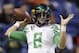 Oregon's Marcus Mariota throws to prepare for the Valero Alamo Bowl NCAA college football game against Texas, Monday, Dec. 30, 2013, in San Antonio. (AP Photo/Eric Gay)