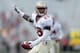TALLAHASSEE, FL - APRIL 12: P.J. Williams #26 of the Gold team reacts to a recovered fumble against the Garnet team during Florida State's Garnet and Gold spring game at Doak Campbell Stadium on April 12, 2014 in Tallahassee, Florida. (Photo by Stacy Revere/Getty Images)