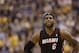 Miami Heat forward LeBron James (6) in action as the Indiana Pacers played the Miami Heat in an NBA basketball game in Indianapolis, Wednesday, March 26, 2014. The Pacers won 84-83. (AP Photo/AJ Mast)