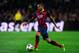 BARCELONA, SPAIN - MARCH 12: Dani Alves of FC Barcelona runs with the ball during the UEFA Champions League Round of 16 second leg match between FC Barcelona and Manchester City at Camp Nou on March 12, 2014 in Barcelona, Spain. (Photo by David Ramos/Getty Images)