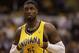 Indiana Pacers center Roy Hibbert (55) in action as the Indiana Pacers played the Miami Heat in an NBA basketball game in Indianapolis, Wednesday, March 26, 2014. The Pacers won 84-83. (AP Photo/AJ Mast)