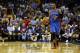 May 1, 2014; Memphis, TN, USA; Oklahoma City Thunder guard Russell Westbrook (0) brings the ball up court during the game against the Memphis Grizzlies in game six of the first round of the 2014 NBA Playoffs at FedExForum. The Oklahoma City Thunder defeated the Memphis Grizzlies 104-84. Mandatory Credit: Spruce Derden-USA TODAY Sports