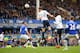 LIVERPOOL, ENGLAND - MAY 03: Edin Dzeko of Manchester City scores his team's second goal during the Barclays Premier League match between Everton and Manchester City at Goodison Park on May 3, 2014 in Liverpool, England. (Photo by Laurence Griffiths/Getty Images)