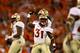 CLEMSON, SC - OCTOBER 19: Terrence Brooks #31 of the Florida State Seminoles reacts after a fumble recovery during their game against the Clemson Tigers at Memorial Stadium on October 19, 2013 in Clemson, South Carolina. (Photo by Streeter Lecka/Getty Images)