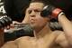 Nate Diaz is seen before fighting Josh Thomson in a UFC lightweight mixed martial arts fight in San Jose, Calif., Saturday, April 20, 2013. Thomson won by technical knock out in the second round. (AP Photo/Jeff Chiu)