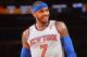 NEW YORK, NY - JANUARY 22: Carmelo Anthony #7 of the New York Knicks smiles against the Philadelphia 76ers during the game on January 22, 2014 at Madison Square Garden in New York City, New York. NOTE TO USER: User expressly acknowledges and agrees that, by downloading and or using this photograph, User is consenting to the terms and conditions of the Getty Images License Agreement. Mandatory Copyright Notice: Copyright 2013 NBAE (Photo by Jesse D. Garrabrant/NBAE via Getty Images)