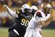 Arizona State's Will Sutton (90) tries to run down Arizona's B.J. Denker during the second half of an NCAA college football game Saturday, Nov. 30, 2013, in Tempe, Ariz. Arizona State defeated Arizona 58-21. (AP Photo/Ross D. Franklin)