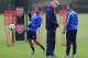 ST ALBANS, ENGLAND - NOVEMBER 25: Arsenal manager Arsene Wenger talks with player Serge Gnabry as Theo Walcott warms up during a training session at London Colney on November 25, 2013 in St Albans, England. (Photo by Shaun Botterill/Getty Images)