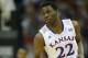 Kansas guard Andrew Wiggins (22) during the first half of an NCAA college basketball game against Oklahoma State in the quarterfinals of the Big 12 Conference men's tournament in Kansas City, Mo., Thursday, March 13, 2014. (AP Photo/Orlin Wagner)
