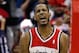 WASHINGTON, DC - APRIL 27: Trevor Ariza #1 of the Washington Wizards celebrates after scoring a key basket late in the fourth quarter against the Chicago Bulls in Game Four of the Eastern Conference Quarterfinals during the 2014 NBA Playoffs at the Verizon Center on April 27, 2014 in Washington, DC. Washington won the game 98-89. NOTE TO USER: User expressly acknowledges and agrees that, by downloading and or using this photograph, User is consenting to the terms and conditions of the Getty Images License Agreement. (Photo by Win McNamee/Getty Images)