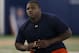 Greg Robinson works out for pro scouts at Auburn's pro day for NFL football scouts Tuesday, March 4, 2014, in Auburn, Ala. (AP Photo/Hal Yeager)