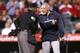 ANAHEIM, CA - MAY 05: Manager Joe Girardi of the New York Yankees shouts at home plate umpire Laz Diaz after Girardi was ejected for arguing a strike call in the eighth inning against the Los Angeles Angels of Anaheim at Angel Stadium of Anaheim on May 5, 2014 in Anaheim, California. (Photo by Stephen Dunn/Getty Images)