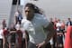 South Carolina defensive end Jadeveon Clowney competes in a drill for NFL representatives at South Carolina football pro day in Columbia, S.C., Wednesday, April 2, 2014. (AP Photo/Mary Ann Chastain)