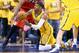 INDIANAPOLIS, IN - MAY 05: Paul George #24 of the Indiana Pacers passes the ball while defended by Nene #42 of the Washington Wizards in Game 1 of the Eastern Conference Semifinals during the 2014 NBA Playoffs at Bankers Life Fieldhouse on May 5, 2014 in Indianapolis, Indiana. NOTE TO USER: User expressly acknowledges and agrees that, by downloading and or using this photograph, User is consenting to the terms and conditions of the Getty Images License Agreement. (Photo by Andy Lyons/Getty Images)