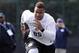 North Carolina tight end Eric Ebron runs during an NFL football pro day drill at the University of North Carolina in Chapel Hill, N.C., Tuesday, March 25, 2014. (AP Photo/Gerry Broome)
