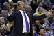 FILE - In this Friday, March 7, 2014, file photo, Golden State Warriors coach Mark Jackson gestures from the sideline during the second half of an NBA basketball game against the Atlanta Hawks in Oakland, Calif. The Warriors fired Jackson on Tuesday, May 6, 2014. His three seasons with the Warriors will be remembered for the way he helped turn a perennially losing franchise into a consistent winner and the bold and bombastic way in which he did it. (AP Photo/Ben Margot, File)