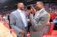 LOS ANGELES, CA - APRIL 19: Doc Rivers of the Los Angeles Clippers and Mark Jackson of the Golden State Warriors converse before Game One of the Western Conference Quarterfinals of the NBA Playoffs between at STAPLES Center on April 19, 2014 in Los Angeles, California. NOTE TO USER: User expressly acknowledges and agrees that, by downloading and/or using this Photograph, user is consenting to the terms and conditions of the Getty Images License Agreement. Mandatory Copyright Notice: Copyright 2014 NBAE (Photo by Andrew D. Bernstein/NBAE via Getty Images)