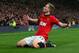 MANCHESTER, ENGLAND - MAY 06: James Wilson of Manchester United celebrates scoring the second goal during the Barclays Premier League match between Manchester United and Hull City at Old Trafford on May 6, 2014 in Manchester, England. (Photo by Alex Livesey/Getty Images)
