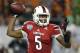 ADVANCE FOR USE WEEKEND, MAY 3-4 - FILE - In this Dec. 28, 2013, file photo, Louisville quarterback Teddy Bridgewater throws a pass during the first half of the Russell Athletic Bowl NCAA college football game against Miami in Orlando, Fla. With a record 102 underclassmen declaring for this NFL draft, the depth of talent is obvious. Quarterbacks are no exception, with a trio of potential top-10 picks available and another half-dozen or so prospects projected as viable mid-round options. (AP Photo/John Raoux, File)