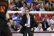 Duke head coach Mike Krzyzewski calls a play against Mercer during the first half of an NCAA college basketball second-round game, Friday, March 21, 2014, in Raleigh, N.C. (AP Photo/Chuck Burton)