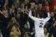 Real Madrid's Raphael Varane from France celebrates his goal during a semifinal, first leg, Copa del Rey soccer match against FC Barcelona at the Santiago Bernabeu stadium in Madrid, Spain, Wednesday, Jan. 30, 2013. (AP Photo/Andres Kudacki)