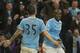 Manchester City's Yaya Toure, right, celebrates with teammate Stevan Jovetic after scoring against Aston Villa during their English Premier League soccer match at the Etihad Stadium, Manchester, England, Wednesday May 7, 2014. (AP Photo/Jon Super)