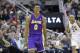 Los Angeles Lakers' Nick Young (0) reacts after hitting a 3-pointer in the second half during an NBA basketball game the Utah Jazz Monday, April 14, 2014, in Salt Lake City, Utah. (AP Photo/Rick Bowmer)